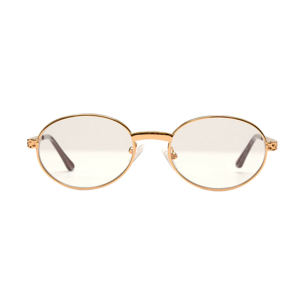 Prolific Gold Oval Frame Sunglasses - Clear