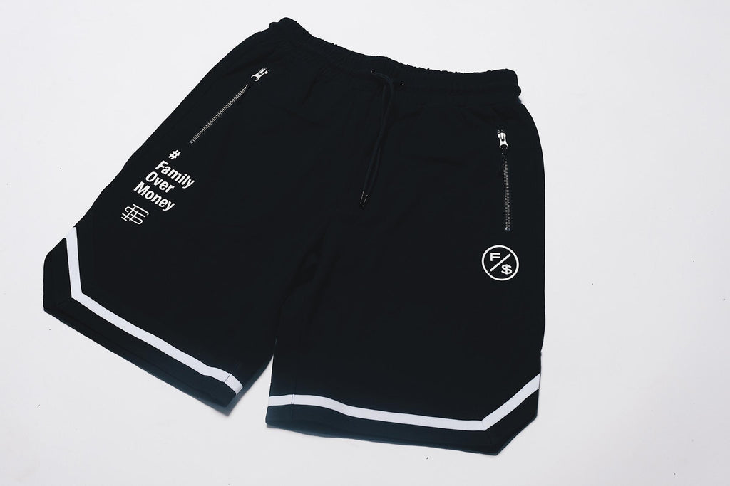 Fly Supply Family Over Money Pique Shorts in Black