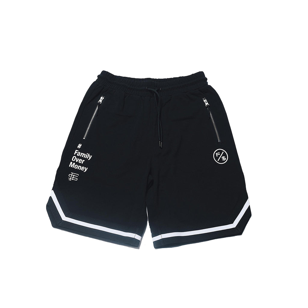 Fly Supply Family Over Money Pique Shorts in Black