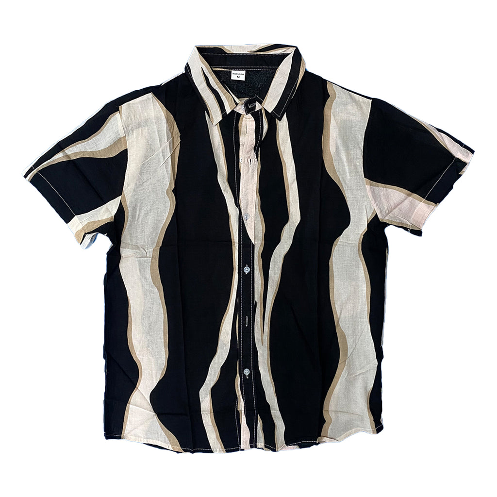 Forever Young Abstract Print Vacation Button Down Shirt