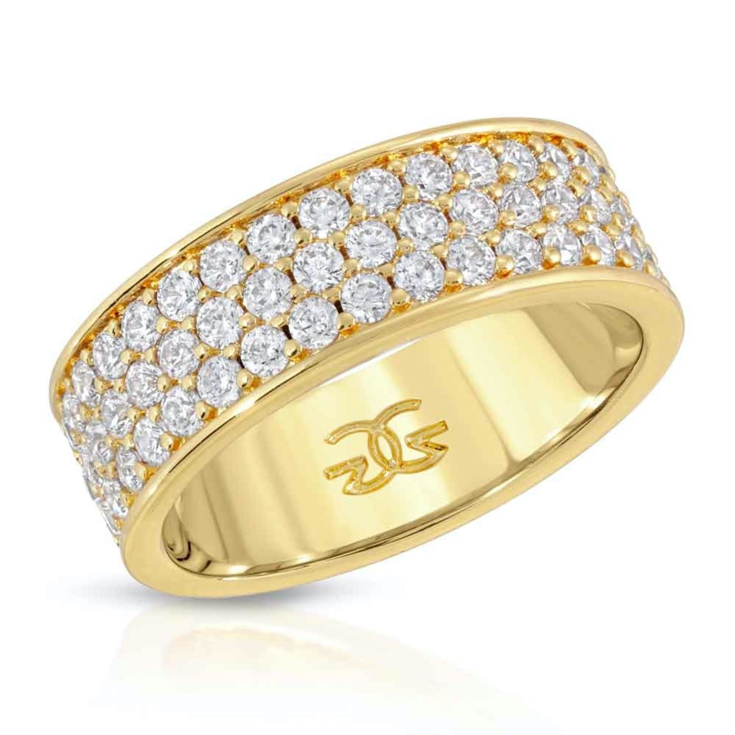 Gold Gods Diamond 3-Row Micro Eternity Ring - Yellow Gold