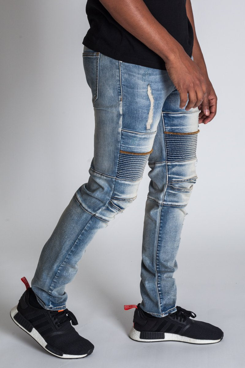 KDNK Distressed Biker Jeans