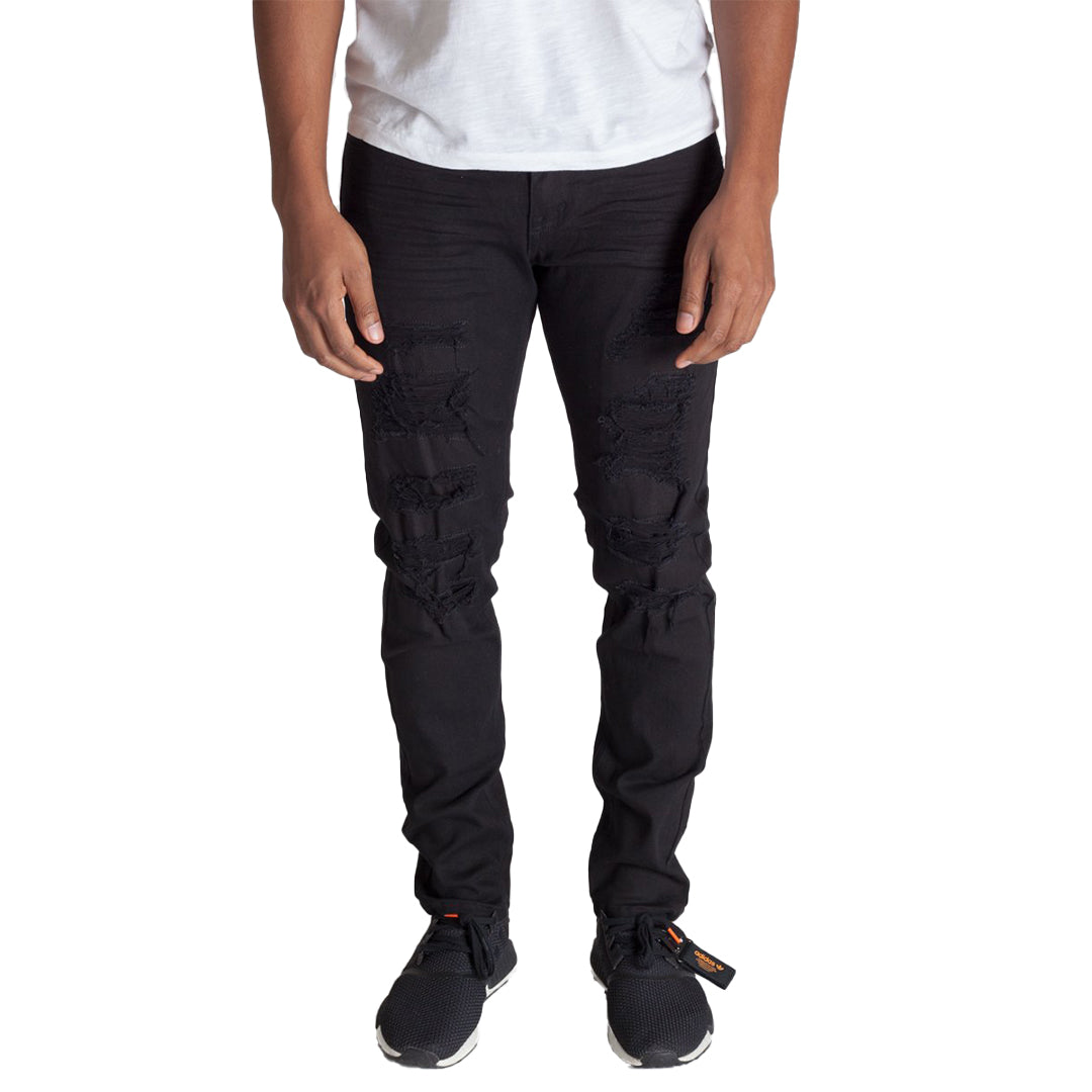 KDNK Patched and Distressed Skinny Jeans