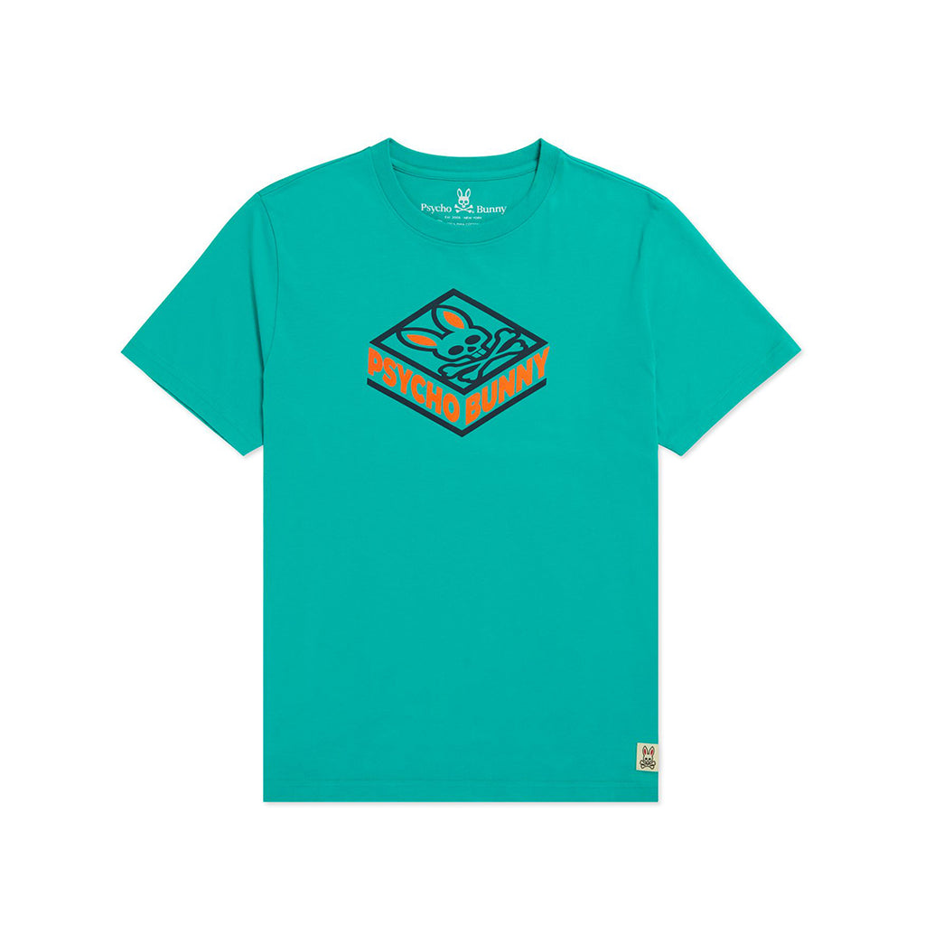Psycho Bunny Glasson Graphic Tee in Miami Teal