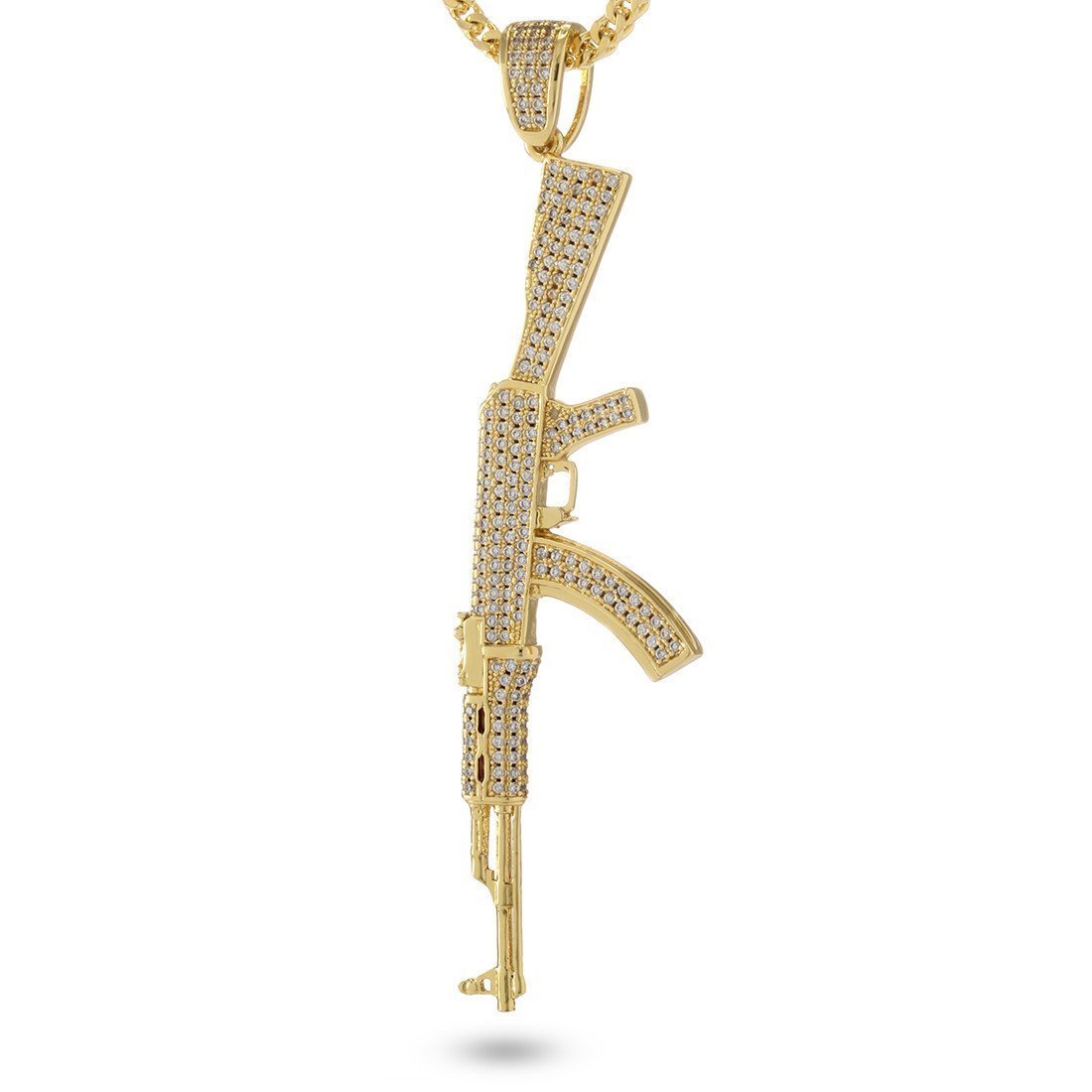 King Ice 14K Gold Studded AK-47 Necklace