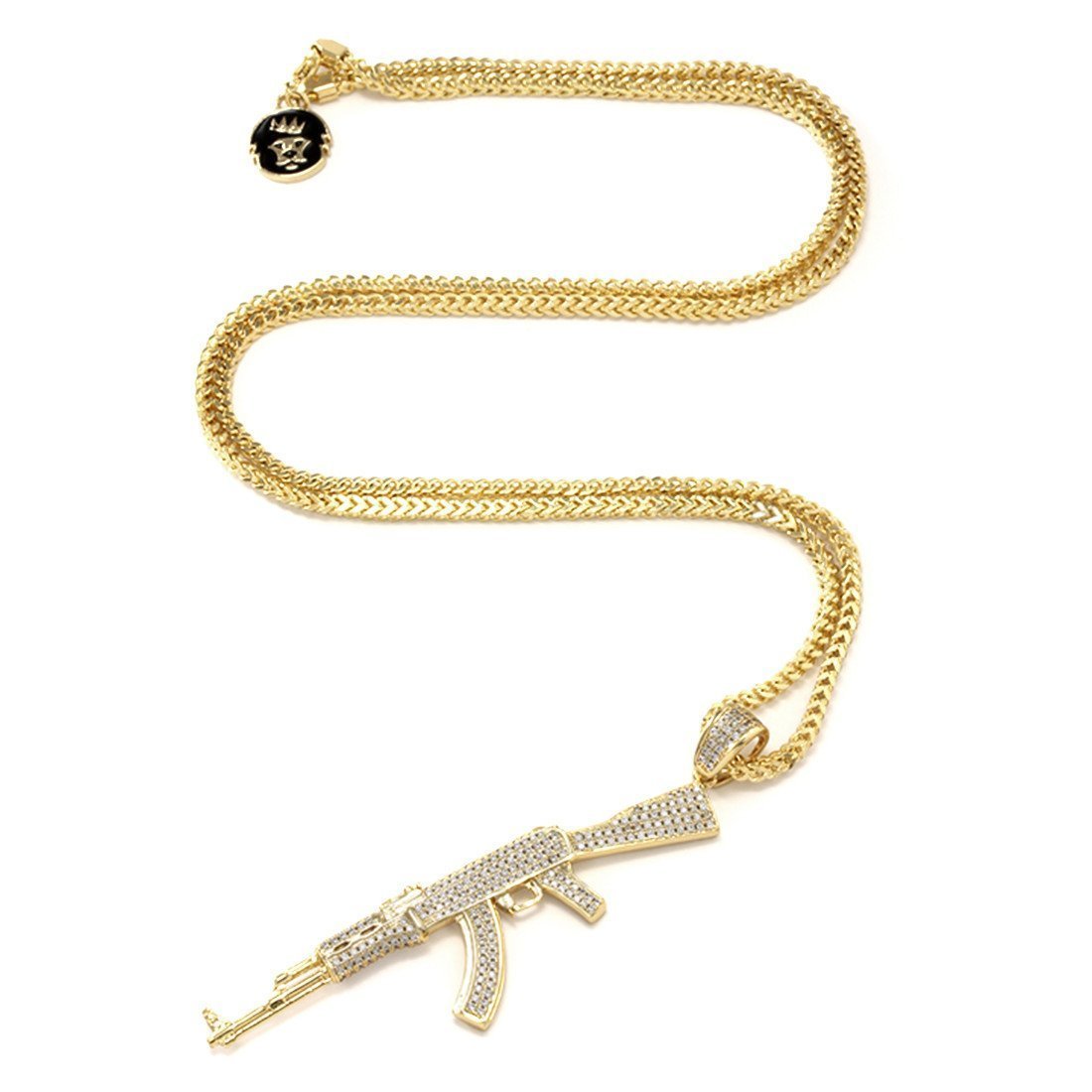 King Ice 14K Gold Studded AK-47 Necklace