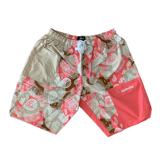 Outrank Money Bag Paisley Color Blocked Nylon Shorts