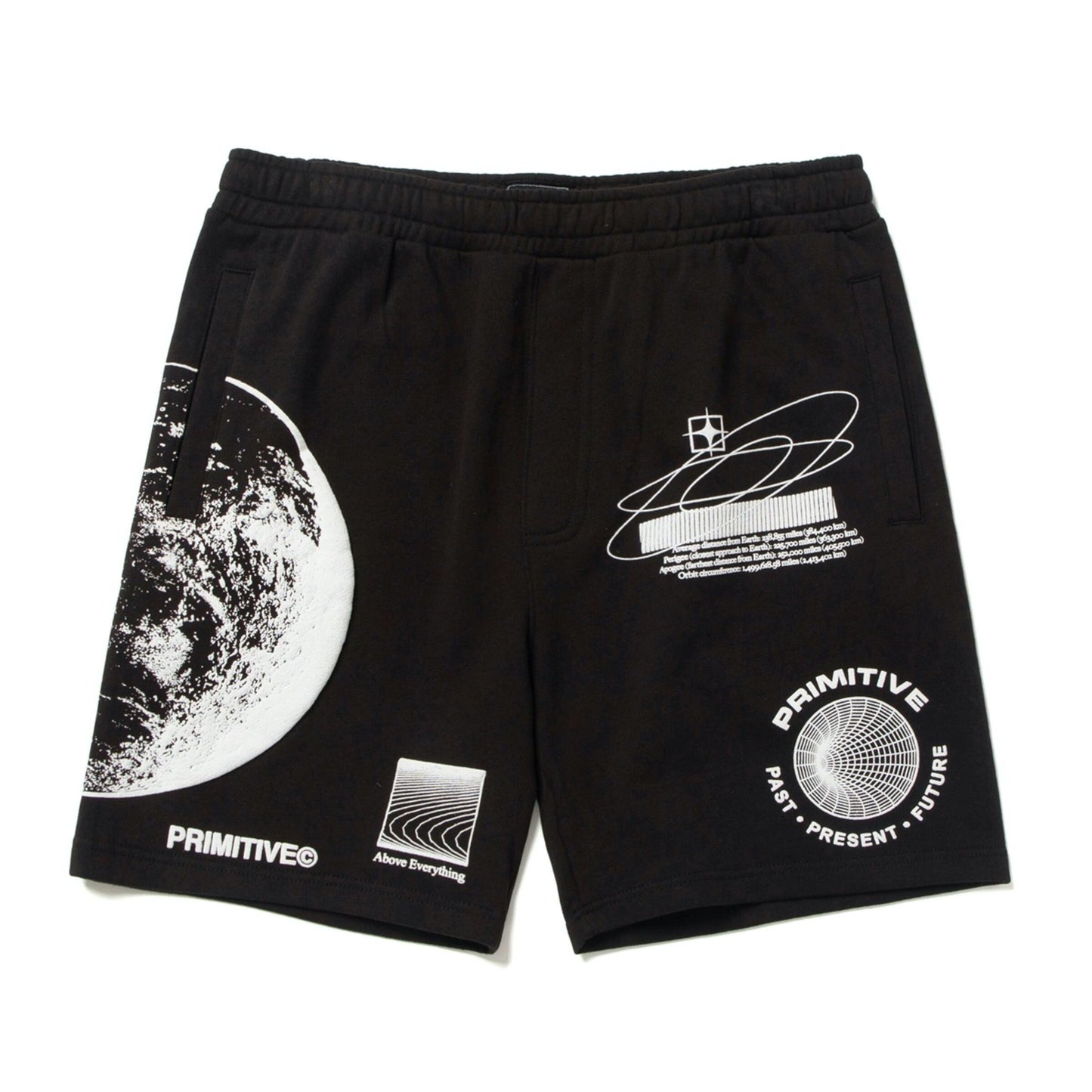 Primitive Moon Fleece Shorts in Black