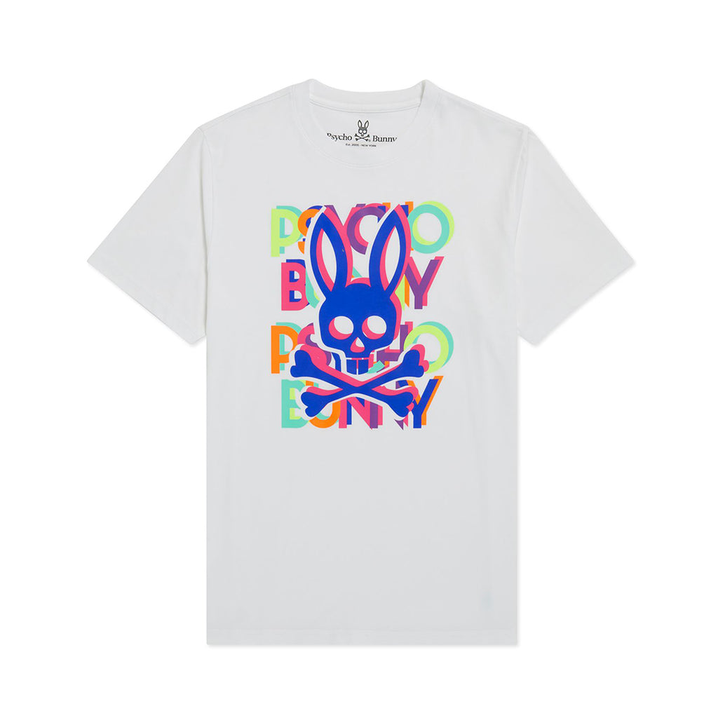 Psycho Bunny Mens Hudson Multi Color Tee - White