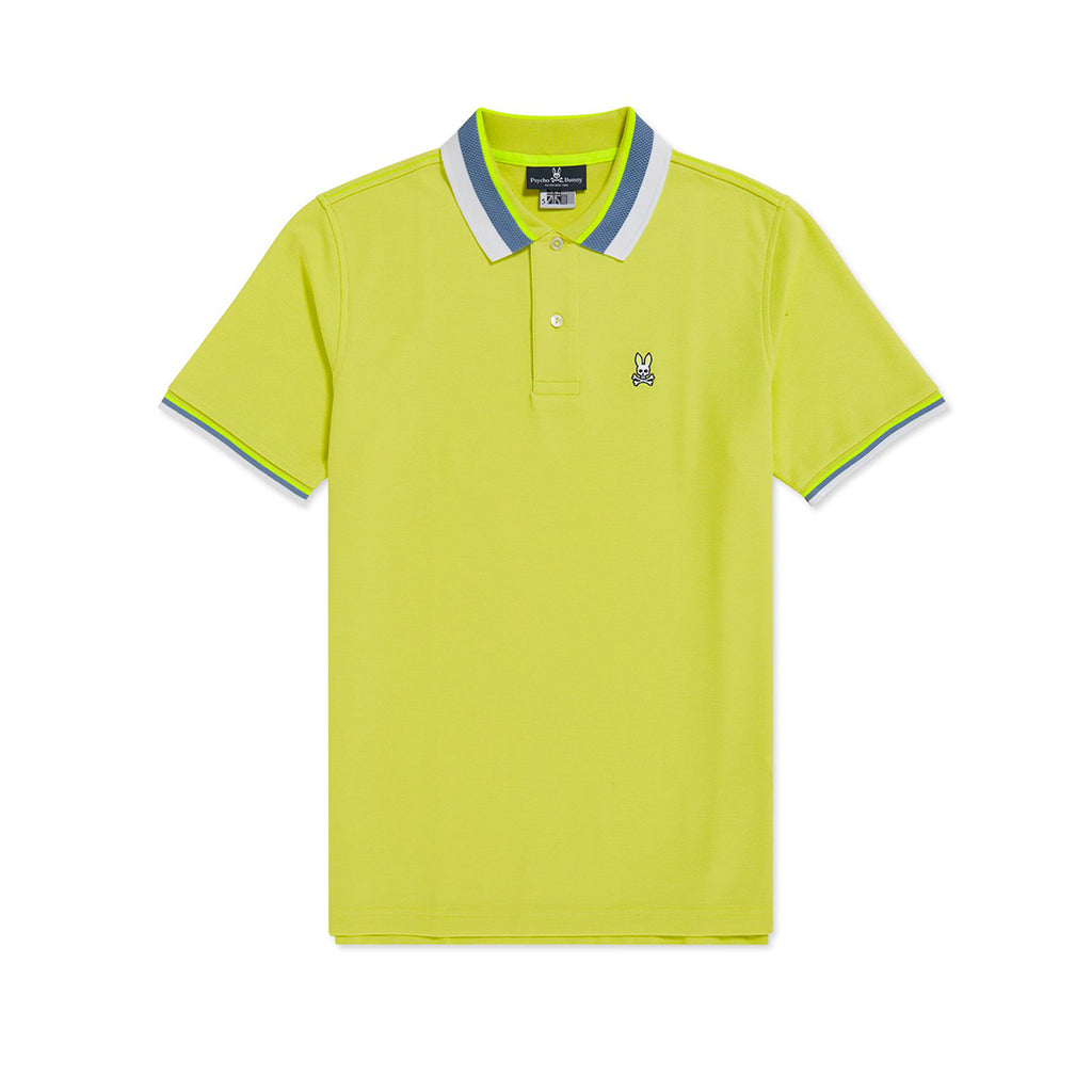 Psycho Bunny Mens Oliver Neon Tipped Polo - Lemon Pulp