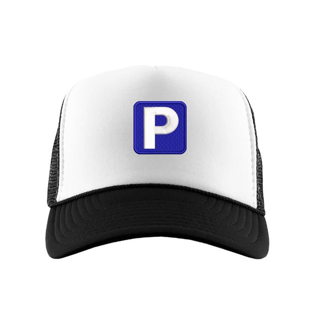 TDNY Pushin' P Trucker Hat in White/Black/Blue