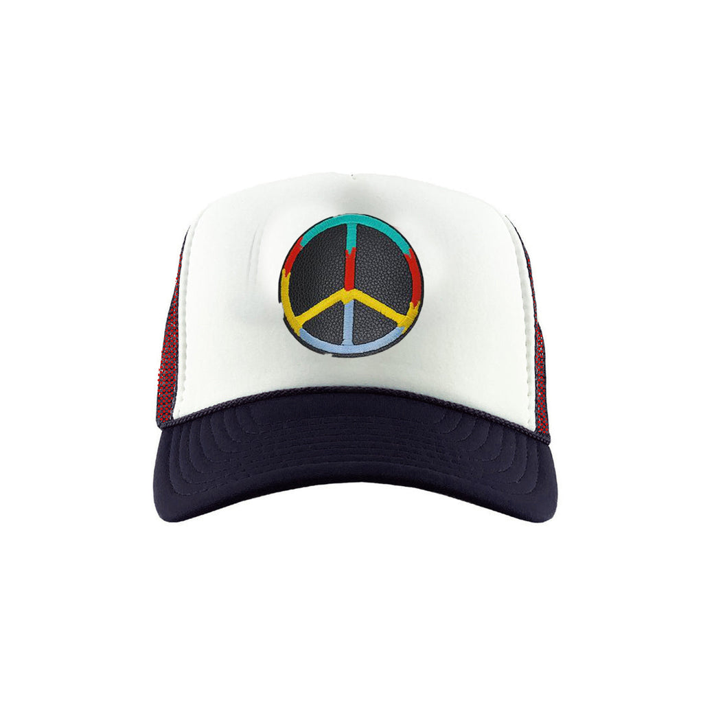 TDNY Peace Trucker Hat in Red/Navy/White