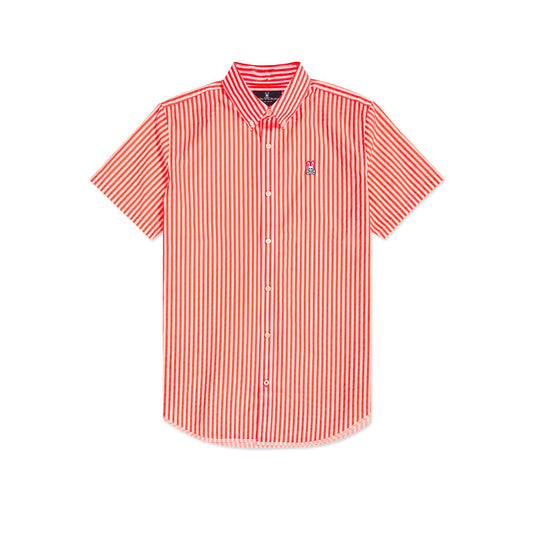 Psycho Bunny Mens Cromer Short Sleeved Sport Shirt - Fiery Coral