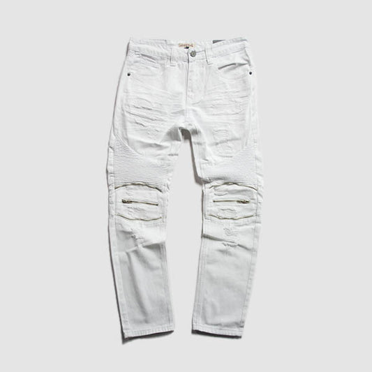 SR Mens Twill Pant w/ Heavy Rip & Repair in White