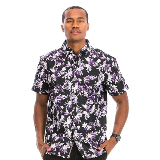 WEIV Purp Garden Print Button Down Shirt