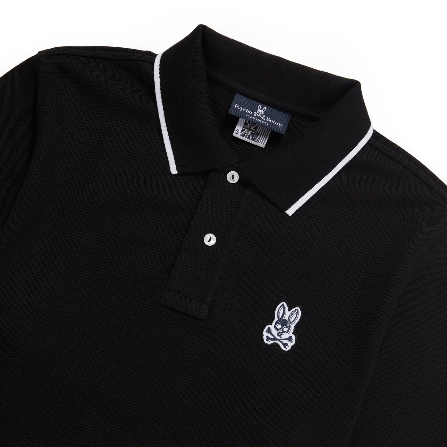 Psycho Bunny Mens Serge Pique Fashion Polo - Black