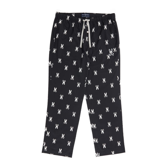 Psycho Bunny Mens Woven Poplin Lounge Pant - Black