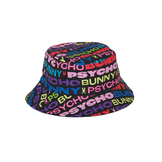 Psycho Bunny Kids Tyrian Reversible Bucket Hat - Black/Multicolor