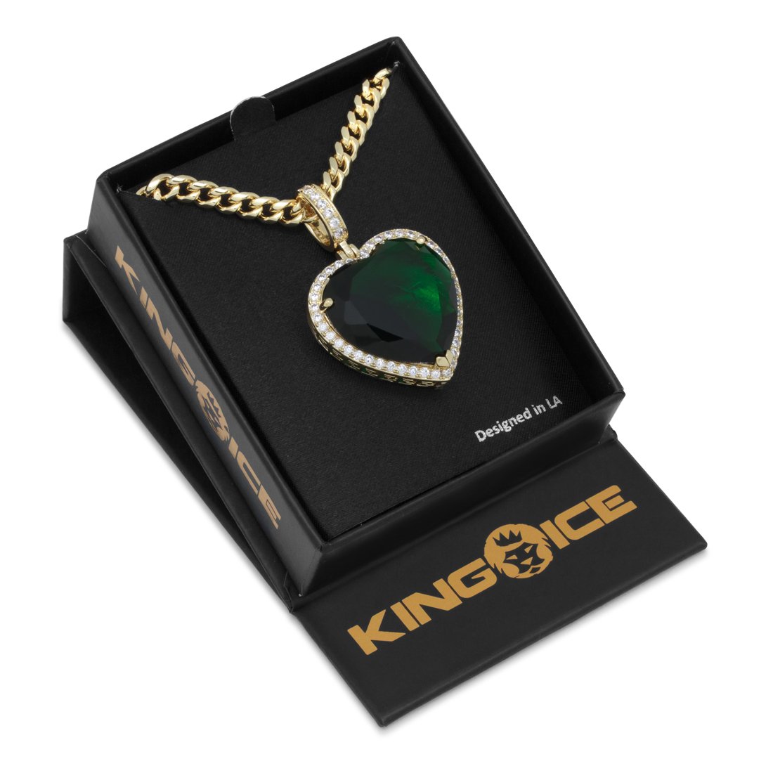 King Ice Green Emerald Heart Necklace