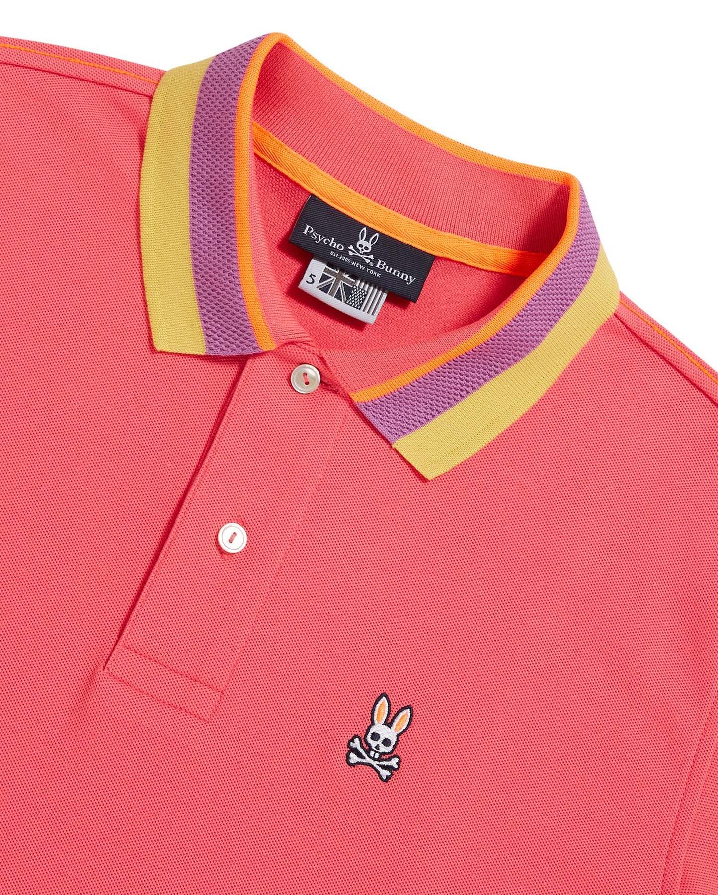 Psycho Bunny Mens Oliver Neon Tipped Polo - Rose