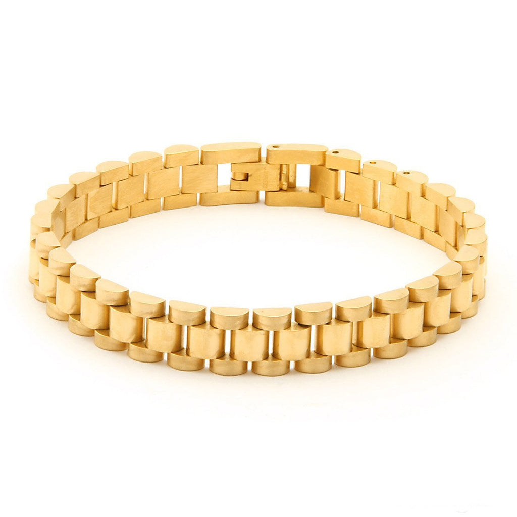 King Ice 14K Gold 10mm Rolex Watch Link Stainless Steel Bracelet
