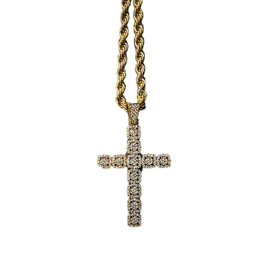 Golden Gilt Clustered Cross Necklace